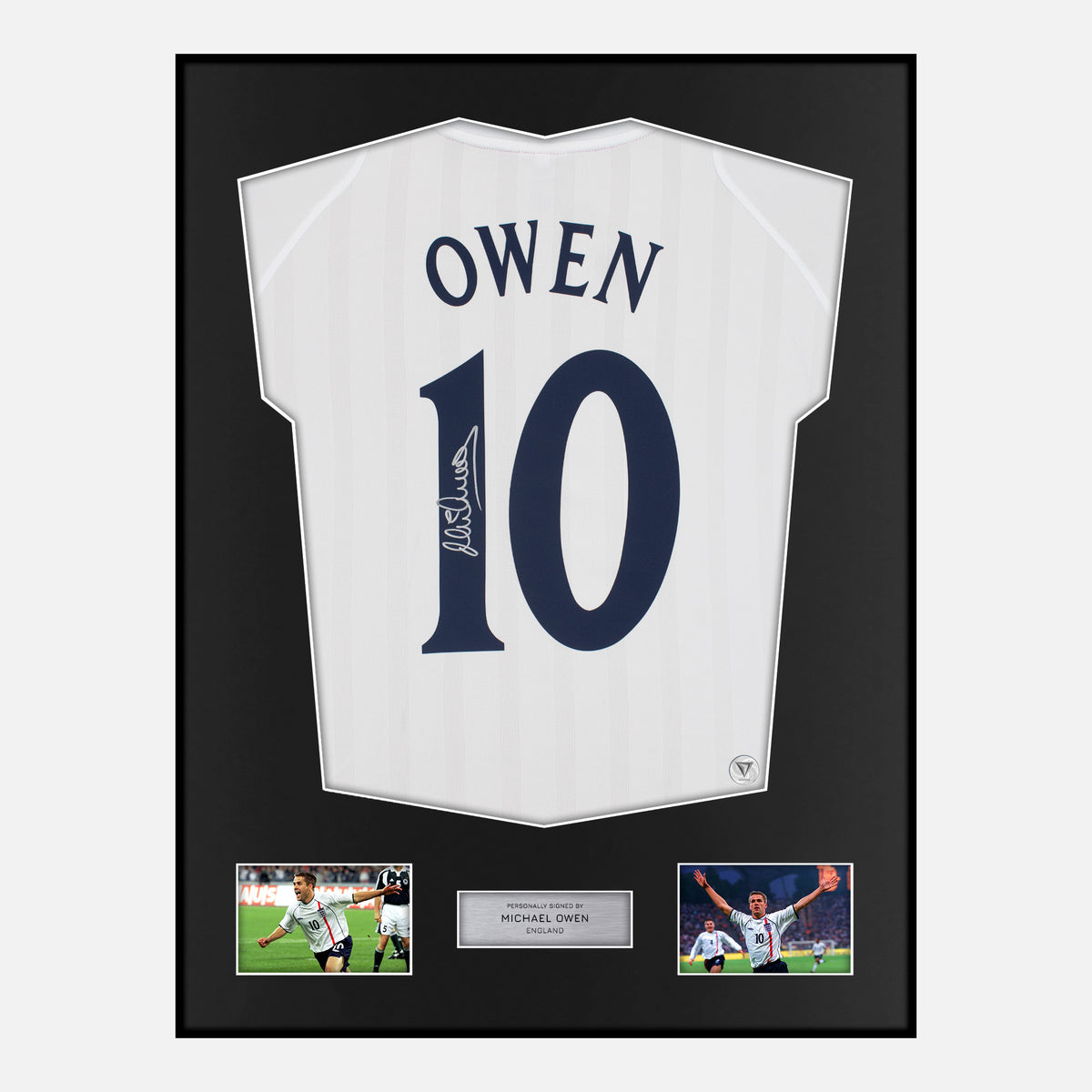 Framed Michael Owen Signed England Shirt 2002 [Classic] — Classic framed England shirt signed by Michael Owen | The Vault