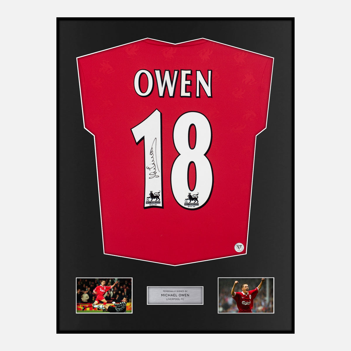 Framed Michael Owen Signed Liverpool Shirt Home 1996-98 [Classic] — Verified autograph with NFC and certificate | The Vault