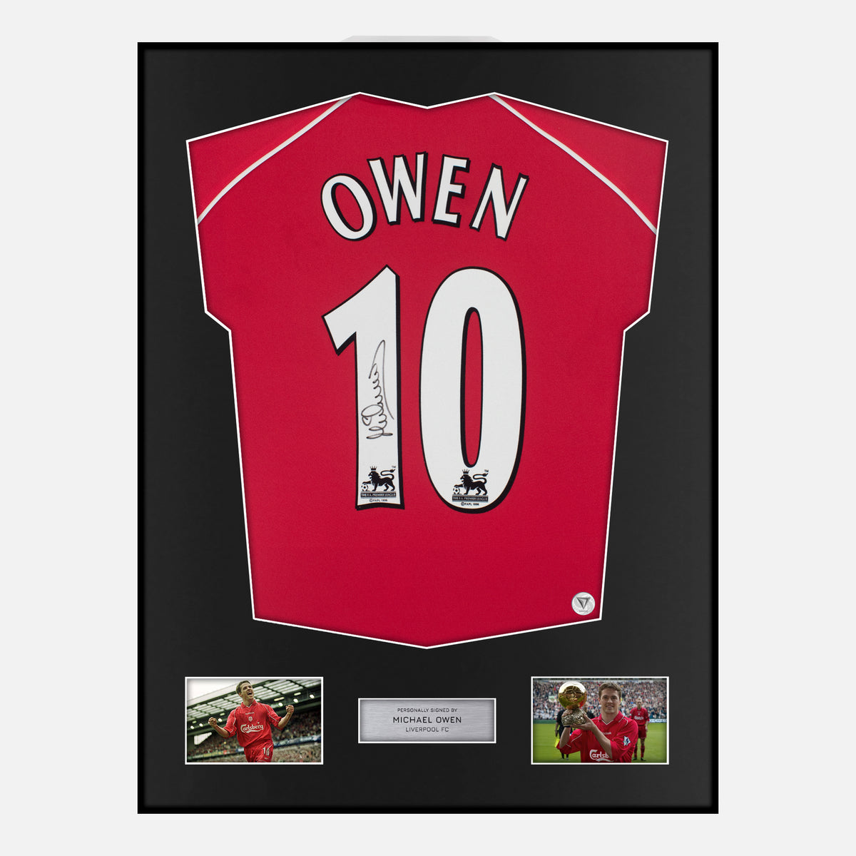 Framed Michael Owen Signed Liverpool Shirt Home 2000-02 [Classic] — Verified autograph with NFC and certificate | The Vault