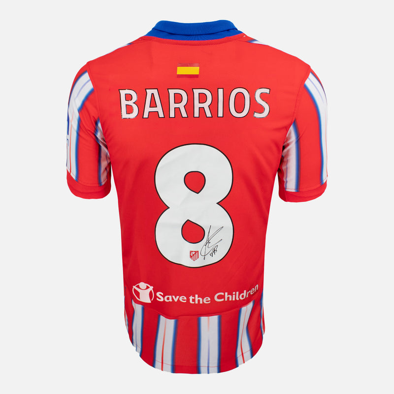 Framed Pablo Barrios Signed Atletico Madrid Shirt 2024-25 Home [Classic]