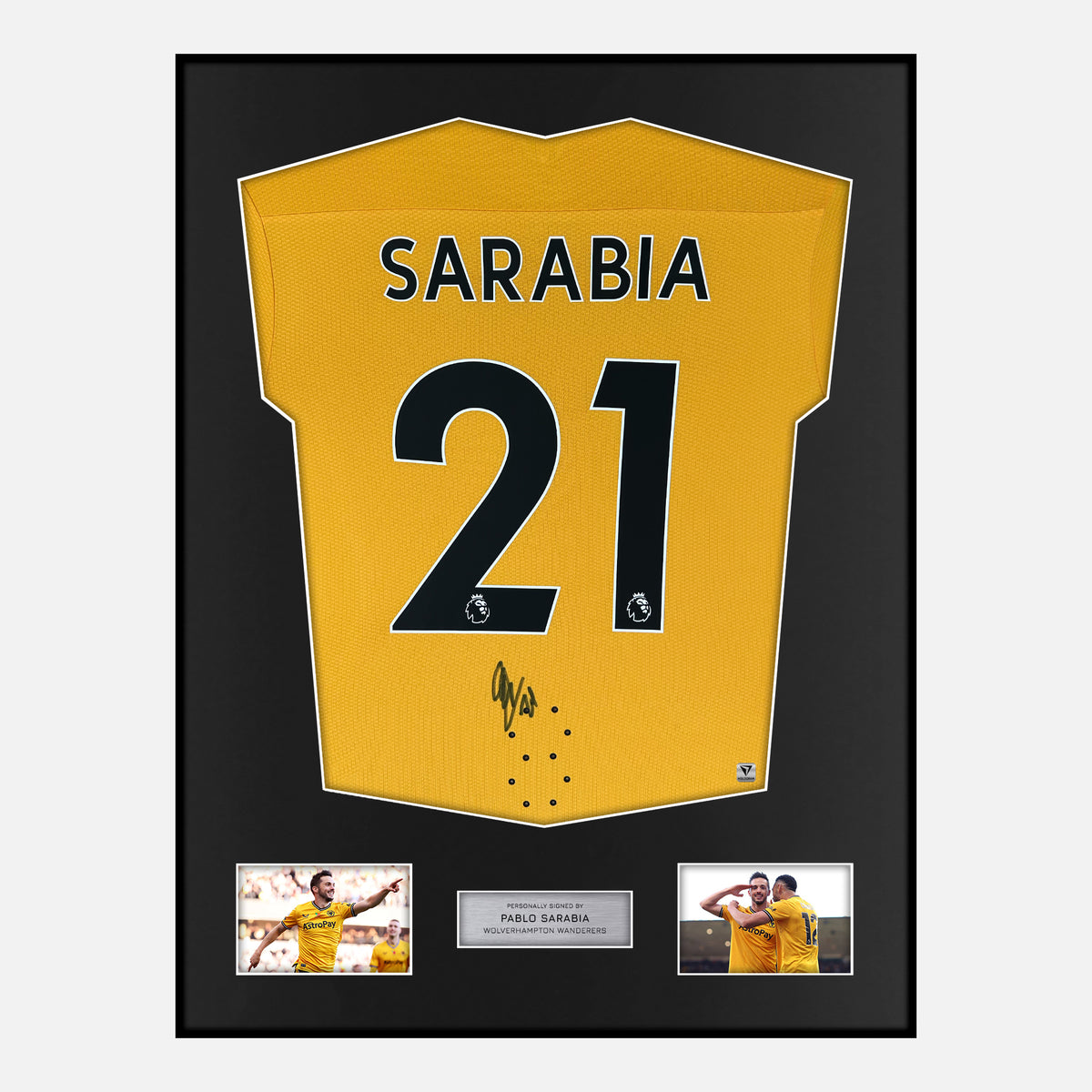 Framed Pablo Sarabia Signed Wolves Shirt 2022-23 Home [Classic] — Verified autograph with NFC and certificate | The Vault