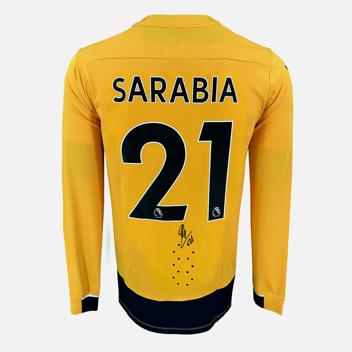 Pablo Sarabia Signed Wolves Shirt 2022-23 Home [21] — Wolves signed shirt from the 2022 to 2023 season | The Vault