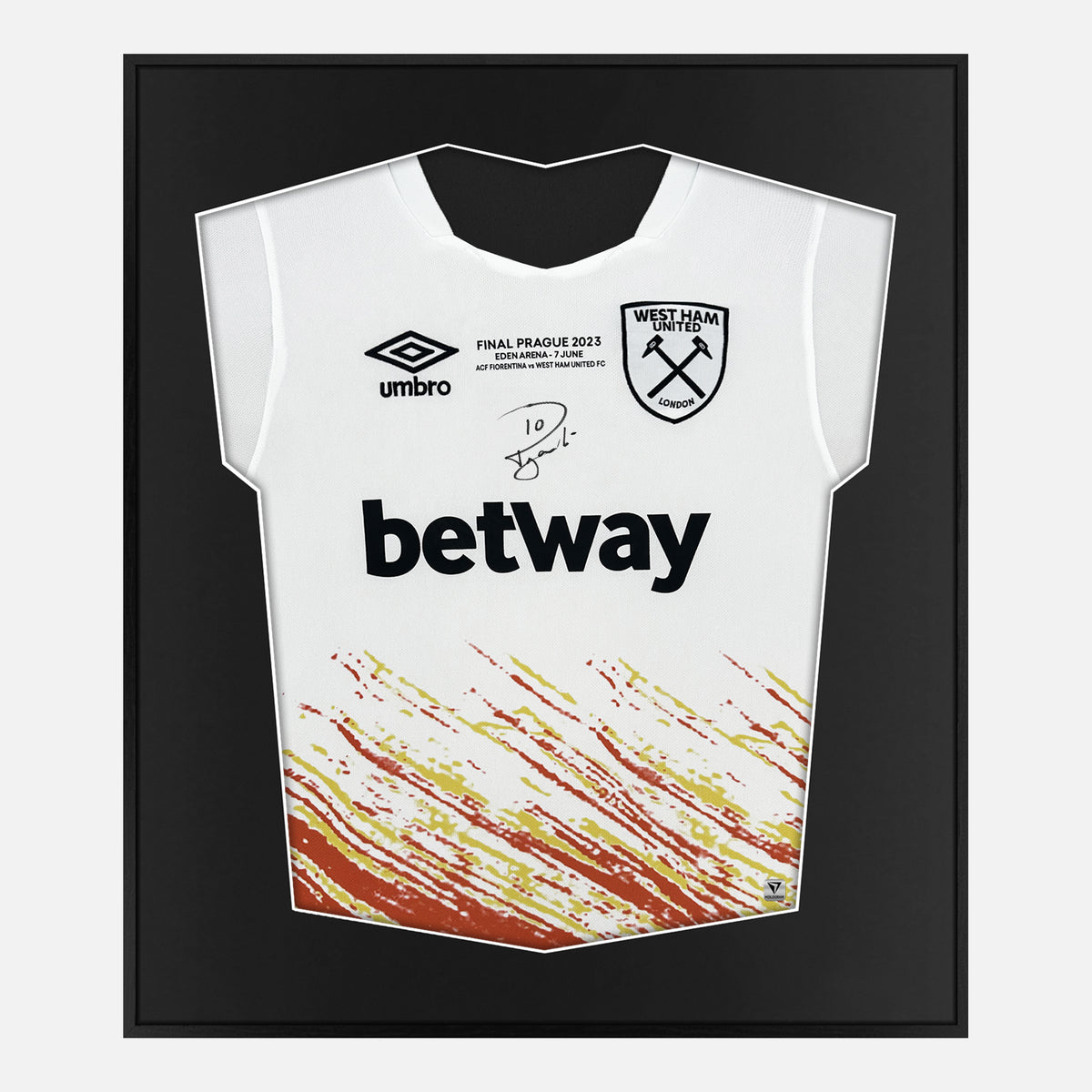 Framed Paqueta Signed West Ham Shirt, Third away white [Lite] — Lite framed West Ham United shirt signed by Lucas Paquetá | The Vault