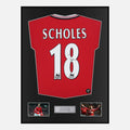 Framed Paul Scholes Signed Manchester United Shirt 1999 Treble [Classic]