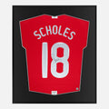 Framed Scholes Signed Manchester United Shirt, Red Home [Lite]