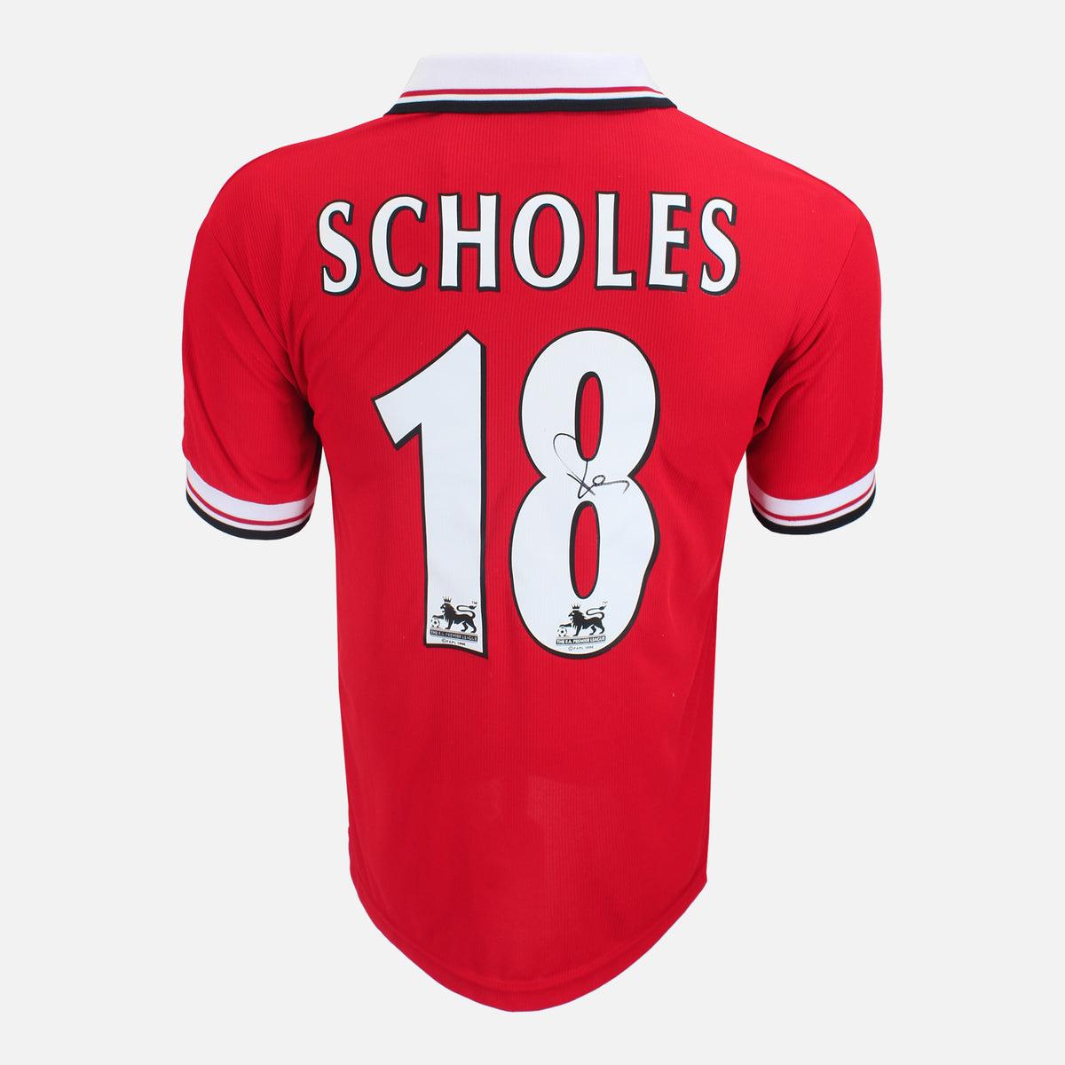 Paul Scholes Signed Manchester United Shirt 1999 Treble [18] — Official Manchester United shirt signed by Paul Scholes | The Vault