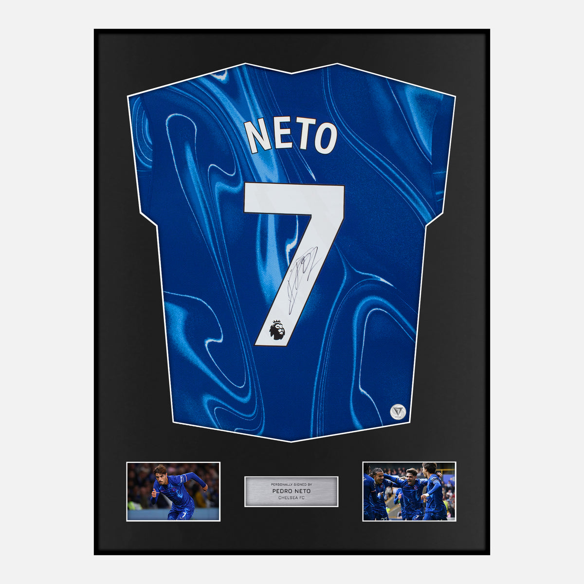 Framed Pedro Neto Signed Chelsea Shirt 2024-25 Home [Classic] — Verified autograph with NFC and certificate | The Vault