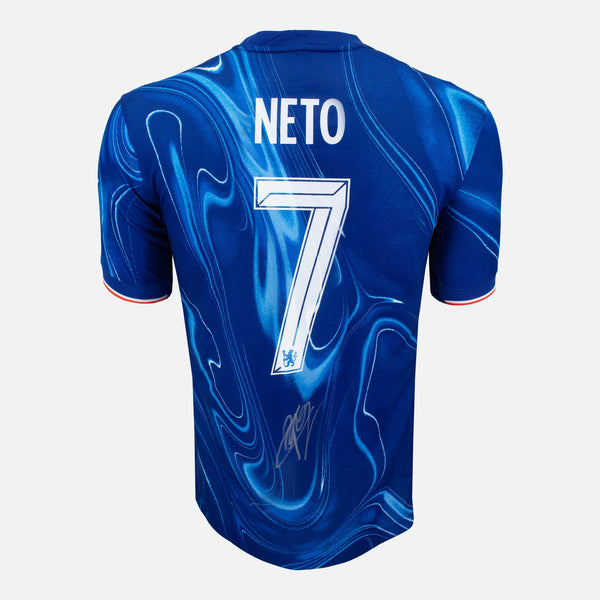 Framed Neto Signed Shirt, Blue Chelsea, Number 7 [Mini]