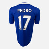 Framed Pedro Signed Chelsea Shirt 2016-17 Home [Modern]