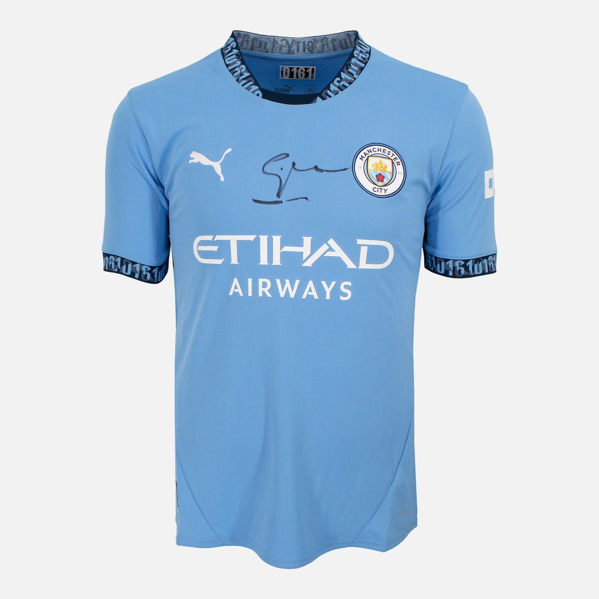 Pep Guardiola Signed Manchester City Shirt 2024-25 Home [Front] — Manchester City signed shirt from the 2024 to 2025 season | The Vault