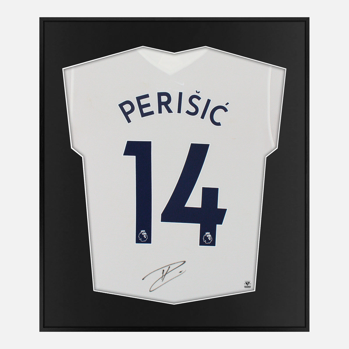 Framed Perisic Signed Shirt, Tottenham, White Home [Lite] — Authentic signature with NFC and COA | The Vault