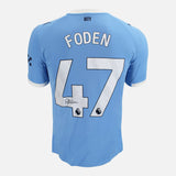 Framed Phil Foden Signed Shirt, Man City Home [Lite]