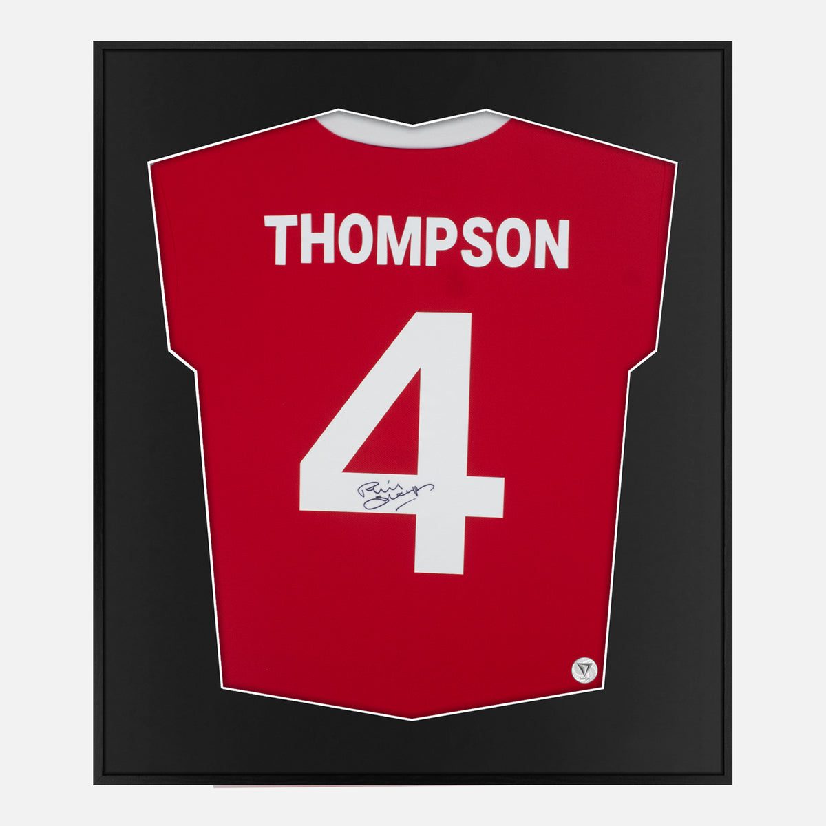 Framed Phil Thompson Signed Shirt, Liverpool, Number 4 [Lite] — Authentic signature with NFC and COA | The Vault