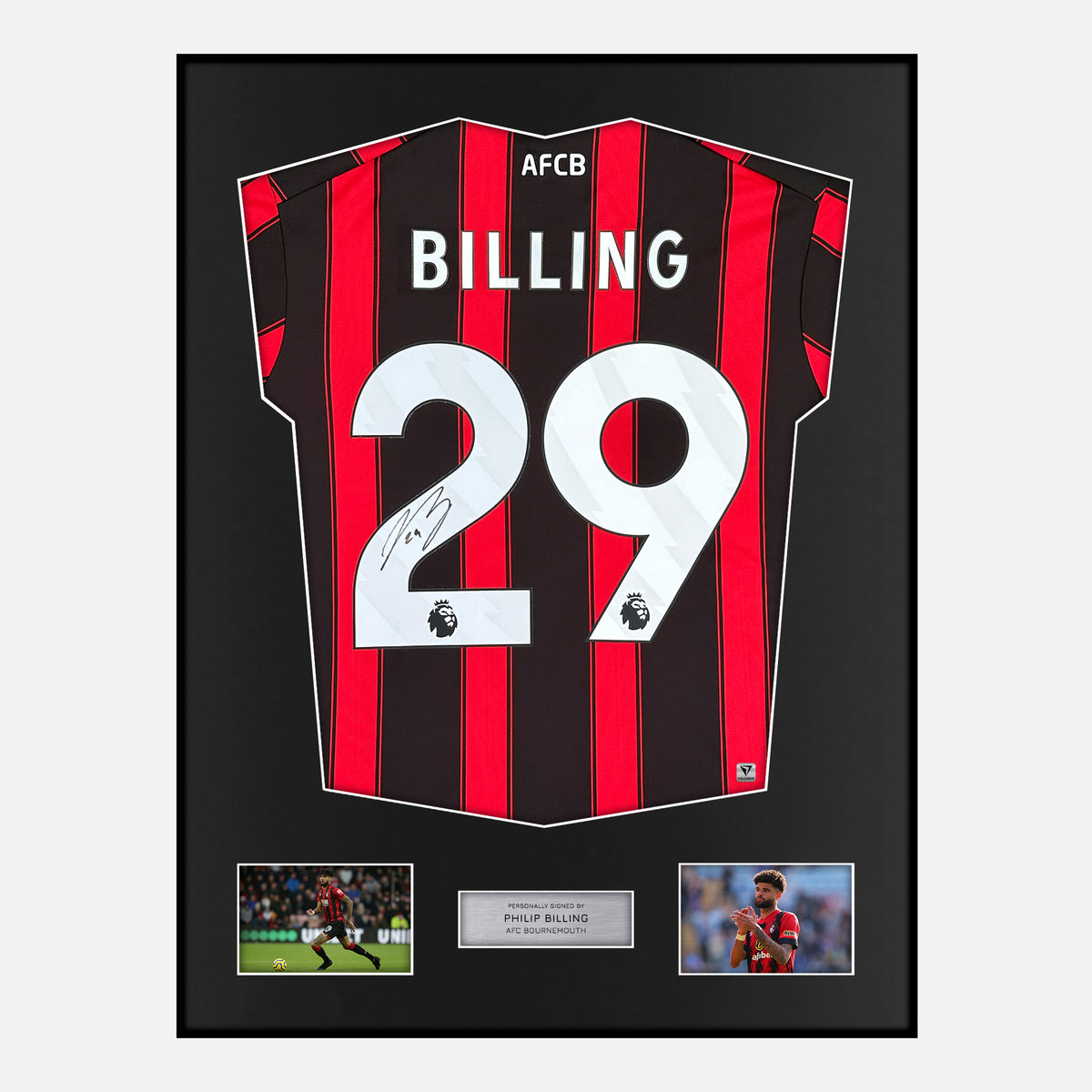 Framed Philip Billing Signed Bournemouth Shirt Home 2023-24 [Classic] — Verified autograph with NFC and certificate | The Vault