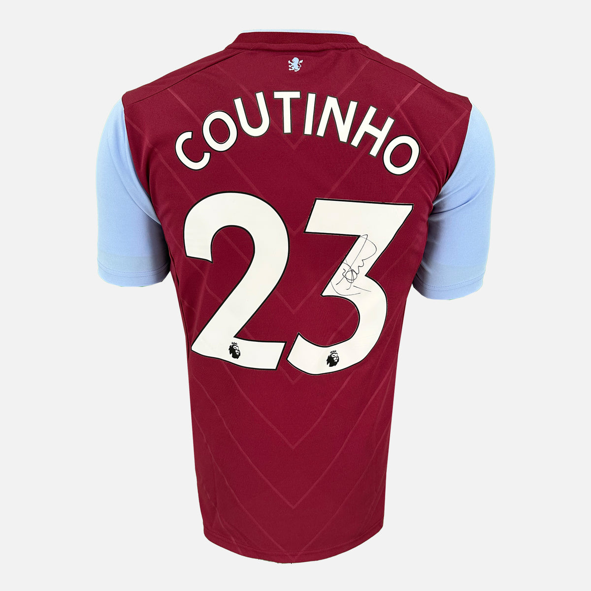 Philippe Coutinho Signed Aston Villa Shirt 2022-23 Home [23] — Aston Villa signed shirt from the 2022 to 2023 season | The Vault