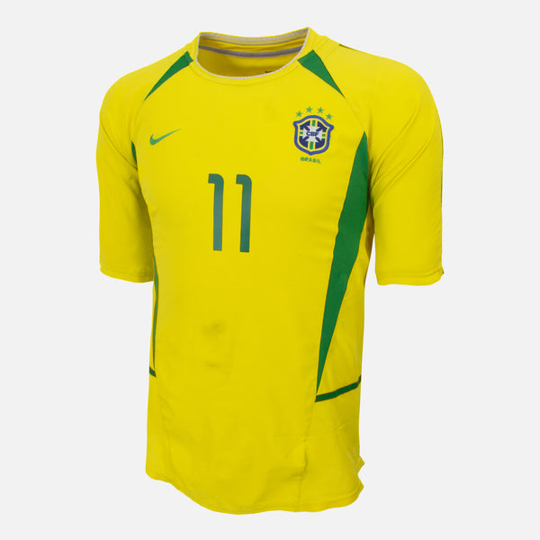2002-04 Brazil Home Shirt Ronaldinho 11 Nike [Good] L