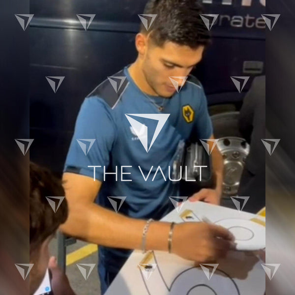 Framed Raul Jimenez Signed Wolves Shirt 2019-20 Third Green [Mini]