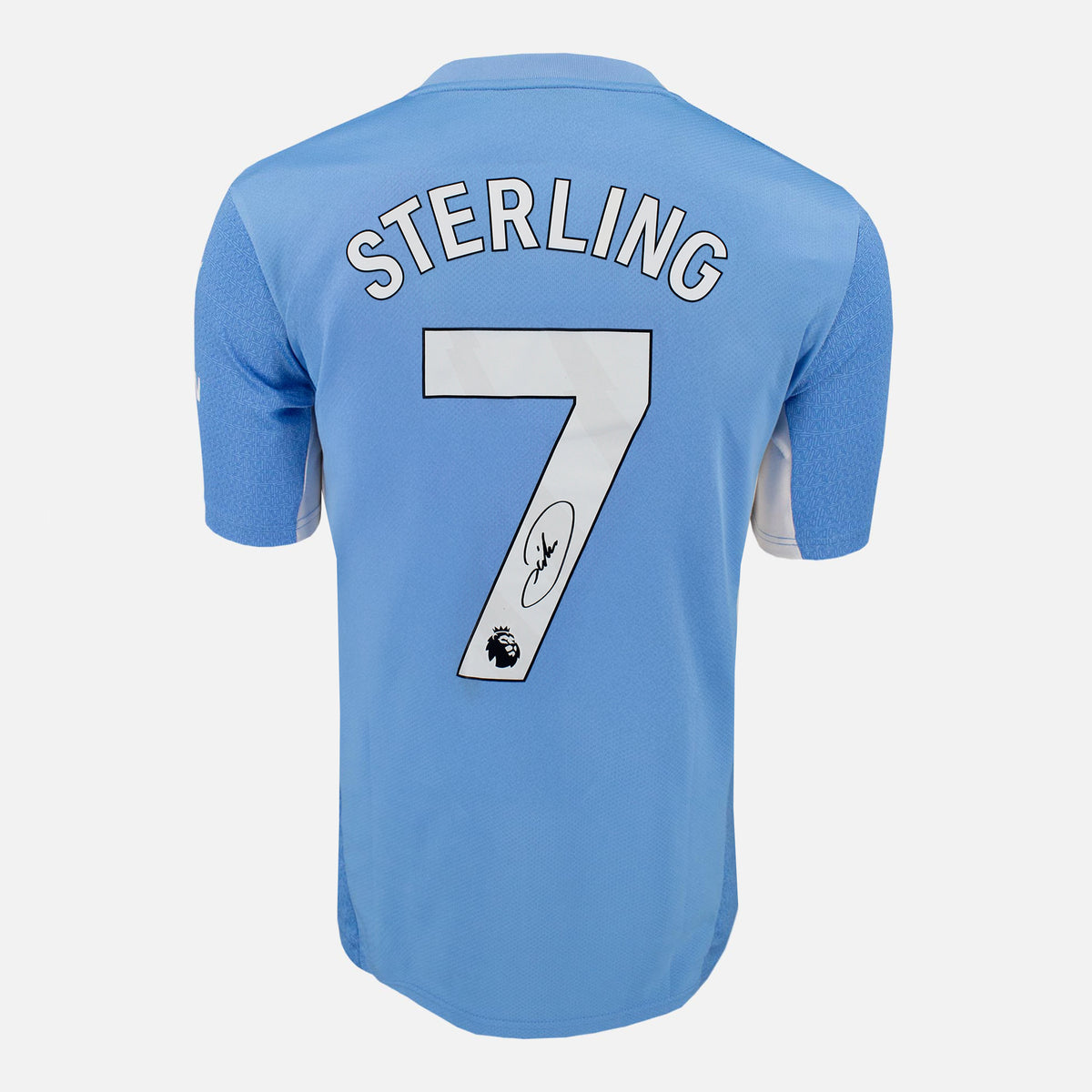 Raheem Sterling Signed Manchester City Shirt 2021-22 Home [7] — Manchester City signed shirt from the 2021 to 2022 season | The Vault