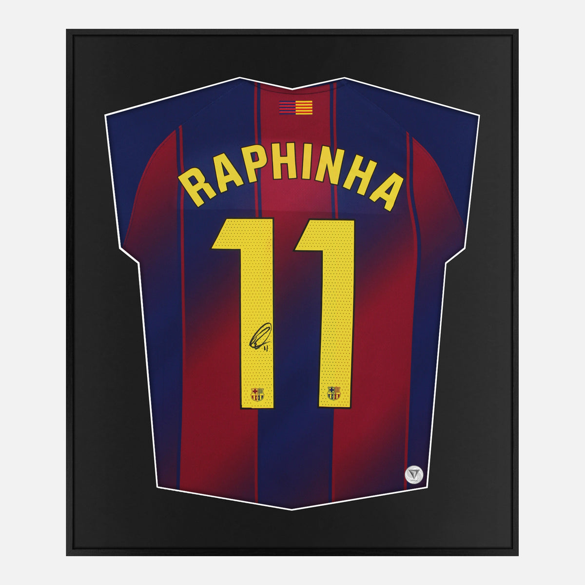 Framed Raphinha Signed Shirt, Barcelona Home Jersey [Lite] — Authentic signature with NFC and COA | The Vault