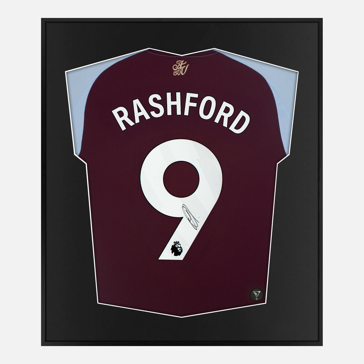 Framed Rashford Signed Aston Villa Shirt, 9 [Lite] — Lite framed Aston Villa shirt signed by Marcus Rashford | The Vault