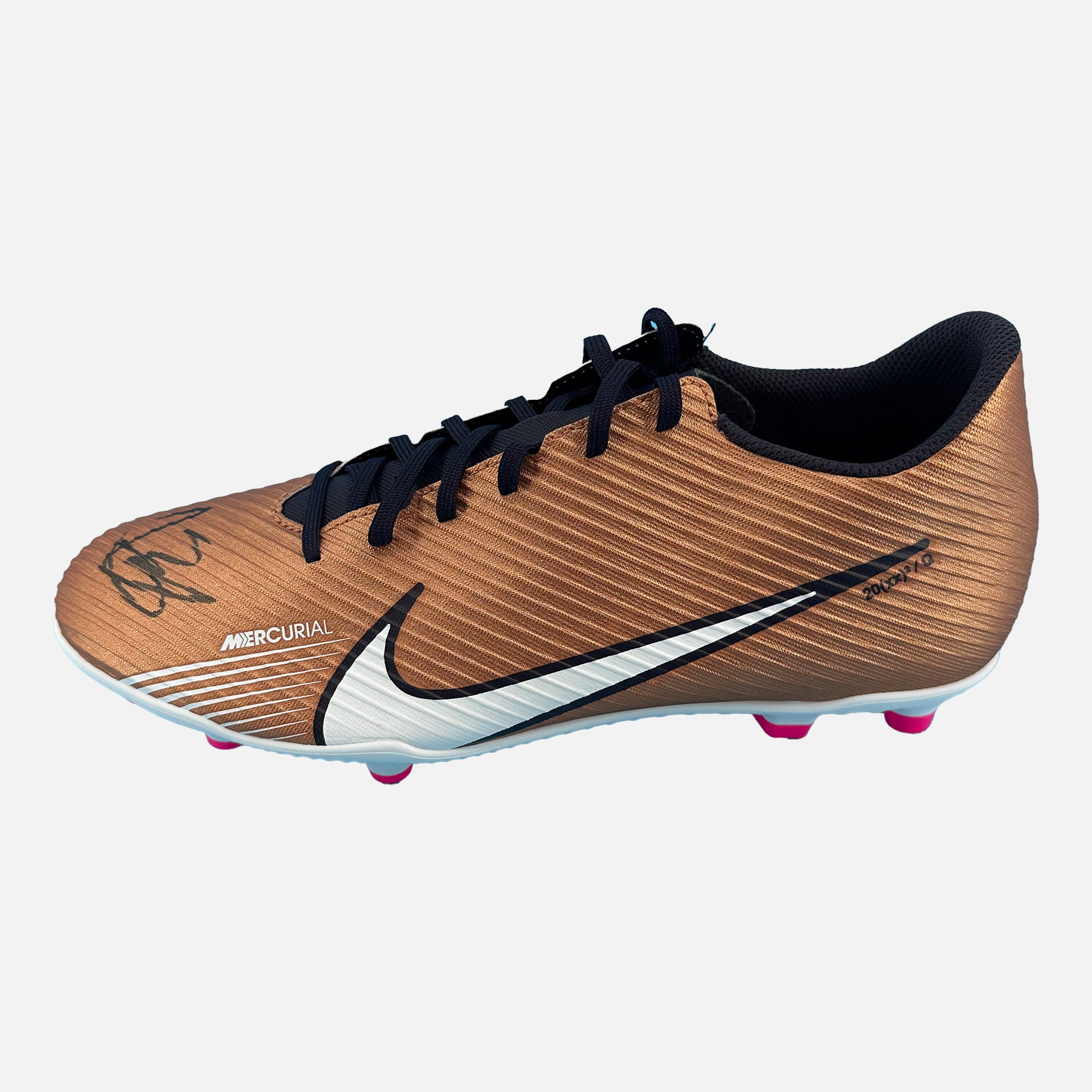 Rasmus Hojlund Signed Gold Nike Boot | Vault Verified