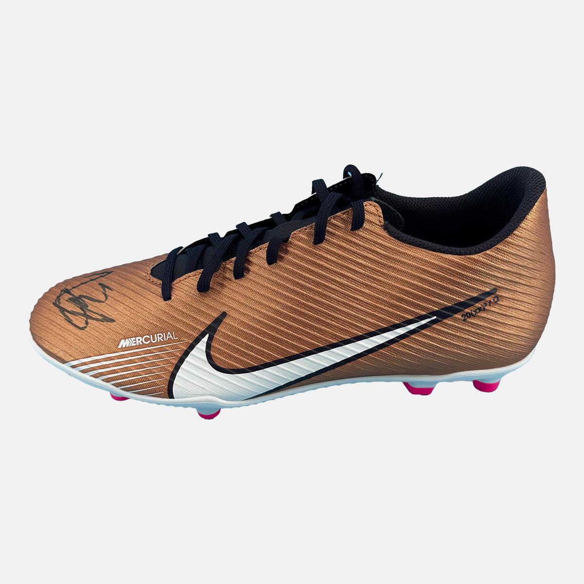 Rasmus Hojlund Signed Football Boot Manchester United Nike Gold [Left] — Showcase and protect your signed Hojlund football boot | The Vault