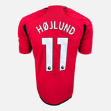 Framed Rasmus Hojlund Signed Manchester United Shirt Home 2023-24 [Modern]