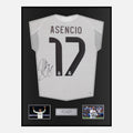Framed Raul Asencio Signed Real Madrid Shirt 2025-26 Home [Classic]