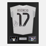 Framed Raul Asencio Signed Real Madrid Shirt 2025-26 Home [Classic]