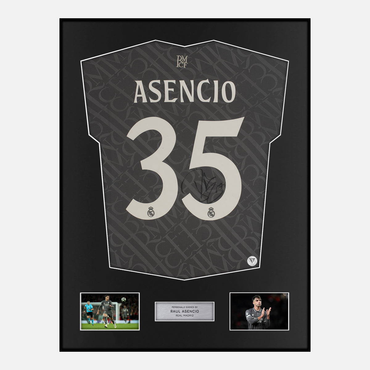 Framed Raul Asencio Signed Real Madrid Shirt 2024-25 Third away [Classic] — Verified autograph with NFC and certificate | The Vault