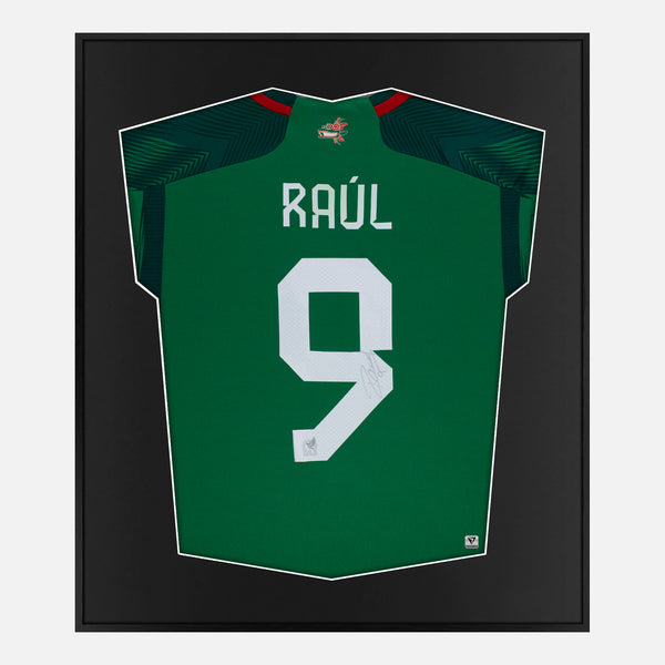 Framed Raul Jimenez Signed Shirt, Green Mexico Home [Mini]