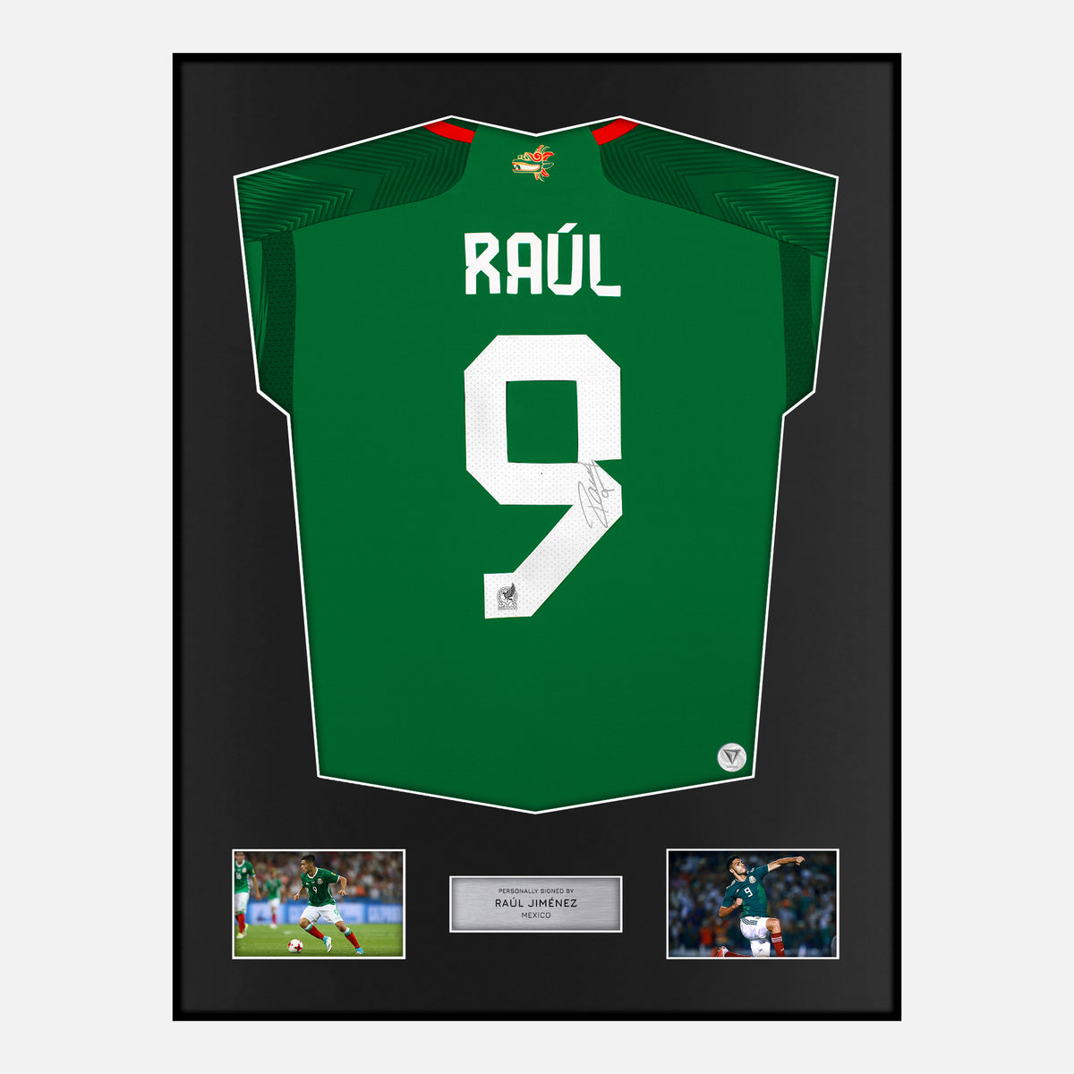 Framed Raúl Jiménez Signed Mexico Shirt 2022 World Cup [Classic] — Verified autograph with NFC and certificate | The Vault
