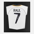 Framed Raul Signed Shirt, Rare Real Madrid 7 Display [Lite]