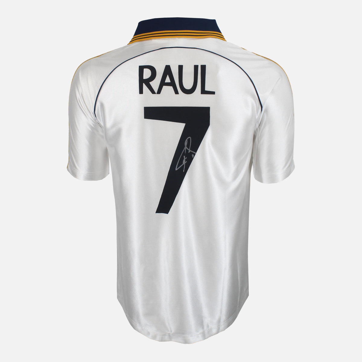 Raul Signed Real Madrid Shirt 1997-98 Official Reissue Home [7] — Official Real Madrid shirt signed by Raúl González | The Vault