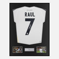 Framed Raul Signed Real Madrid Shirt 2009-10 Home [Classic]