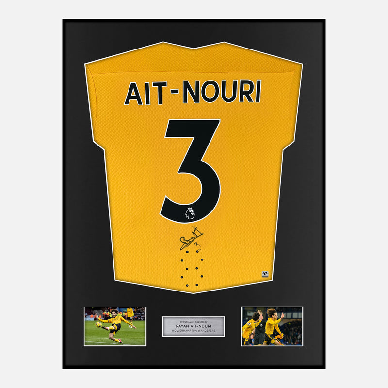 Framed Rayan Ait-Nouri Signed Wolves Shirt 2022-23 Home [Modern]