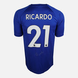 Framed Ricardo Pereira Signed Shirt, Leicester City Home [Lite]