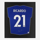 Framed Ricardo Pereira Signed Shirt, Leicester City Home [Mini]