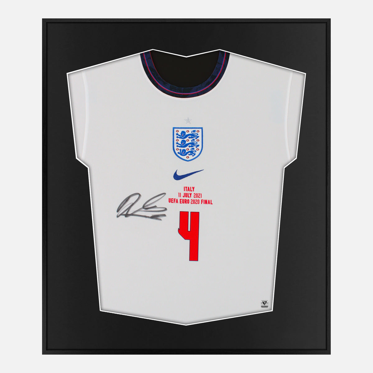 Framed Declan Rice Signed Shirt, England Euro 2020 [Lite] — Authentic signature with NFC and COA | The Vault