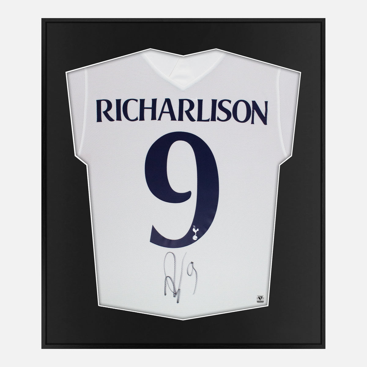 Framed Richarlison Signed Tottenham Hotspur Shirt, Number 9 [Lite] — Authentic signature with NFC and COA | The Vault