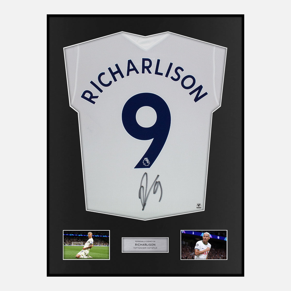 Framed Richarlison Signed Tottenham Hostpur Shirt 2021-22 Home [Classic] — Verified autograph with NFC and certificate | The Vault