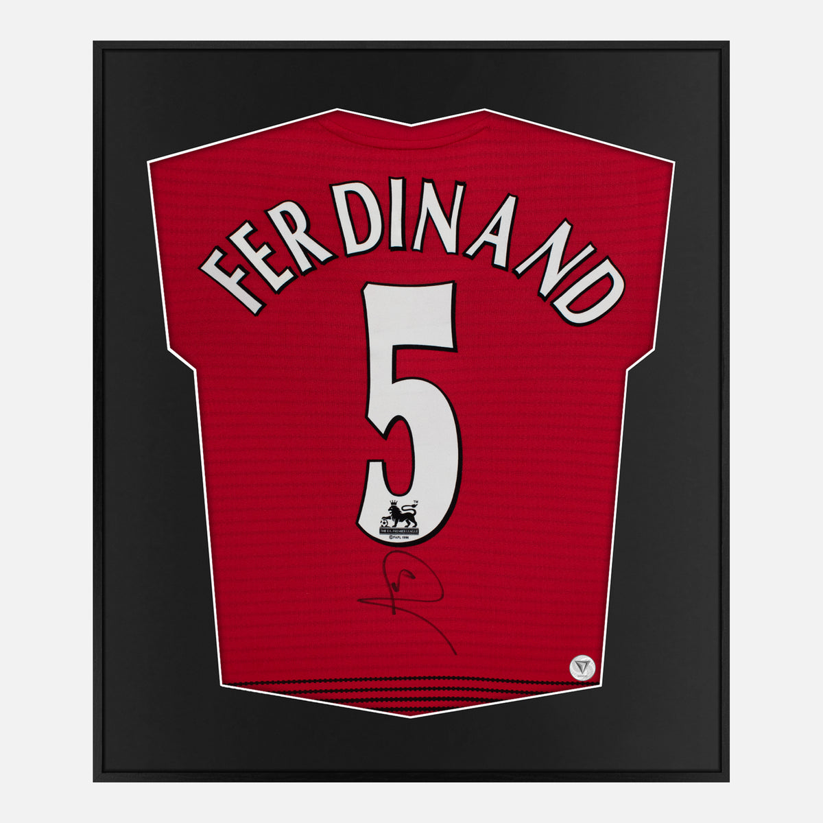 Framed Ferdinand Signed Manchester United Shirt, Display [Lite] — Authentic signature with NFC and COA | The Vault