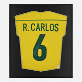 Framed Roberto Carlos Signed Shirt, Original Nike 1998 Brazil Kit [Lite]