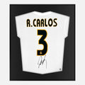 Framed Roberto Carlos Real Madrid Signed Shirt, White Home [Lite]