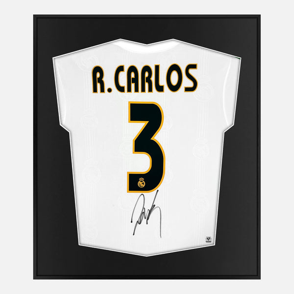 Framed Roberto Carlos Signed Real Madrid Shirt Home [Mini]