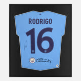 Framed Rodri Signed Shirt, Manchester City 2023 Treble Winners [Lite]