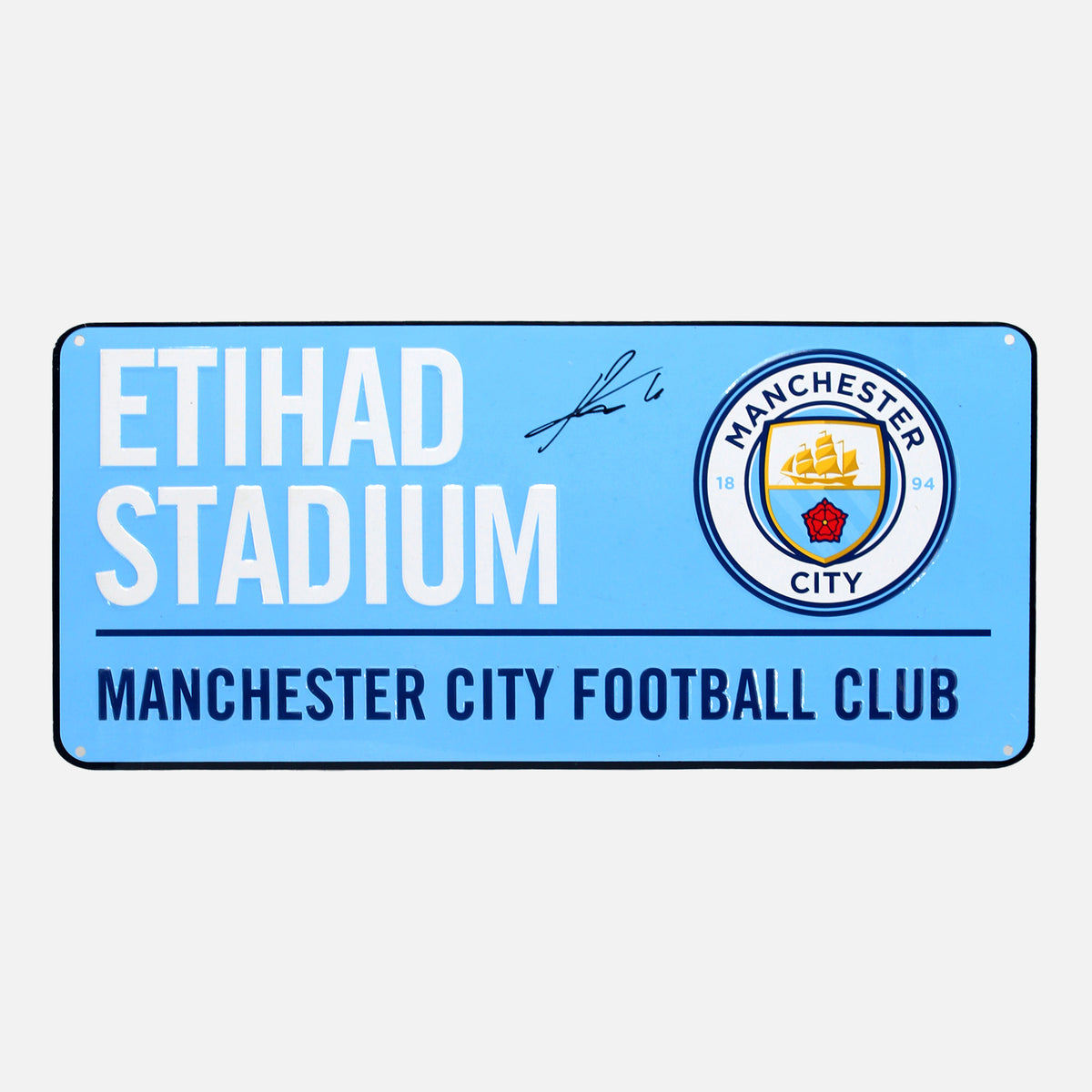 Rodri Signed Stadium Sign Blue Manchester City — Displaying your Rodri signed stadium sign | The Vault