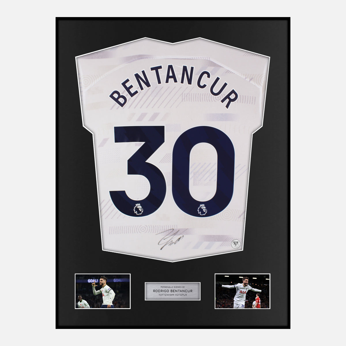 Framed Rodrigo Bentancur Signed Tottenham Hostpur Shirt 2023-24 Home [Classic] — Verified autograph with NFC and certificate | The Vault
