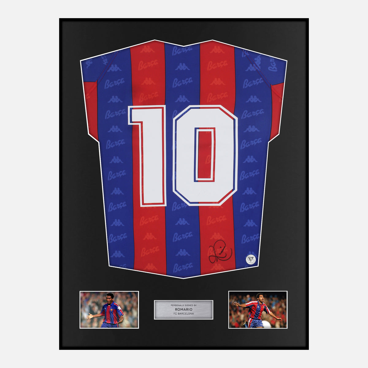 Framed Romario Signed Barcelona Shirt 1995-97 Home [Classic] — Verified autograph with NFC and certificate | The Vault