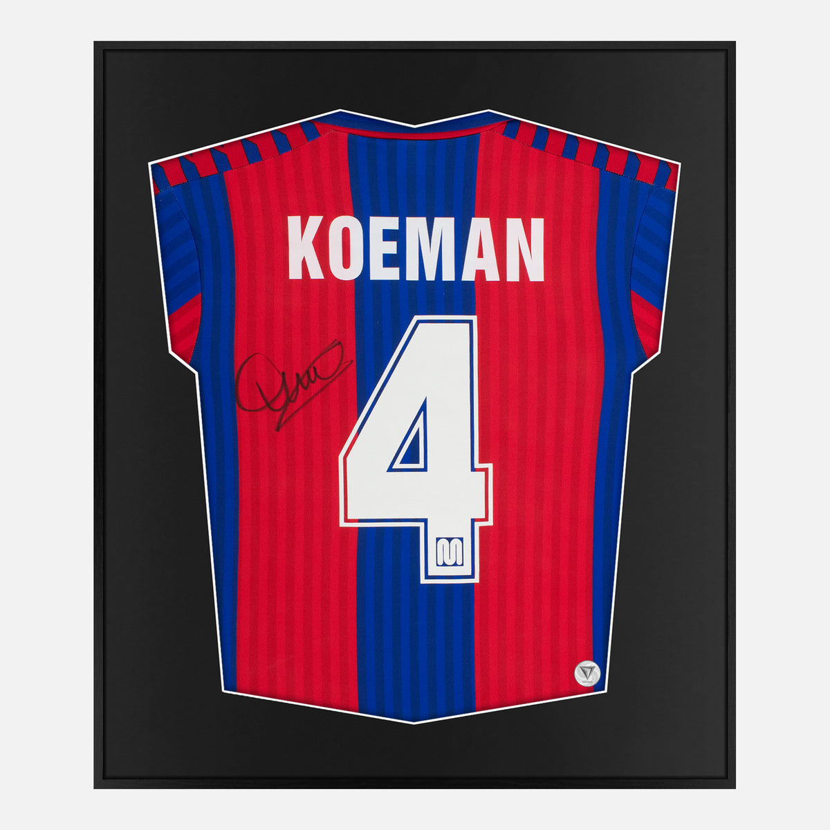 Framed Koeman Signed Shirt, Autographed Barcelona Home [Lite] — Authentic signature with NFC and COA | The Vault